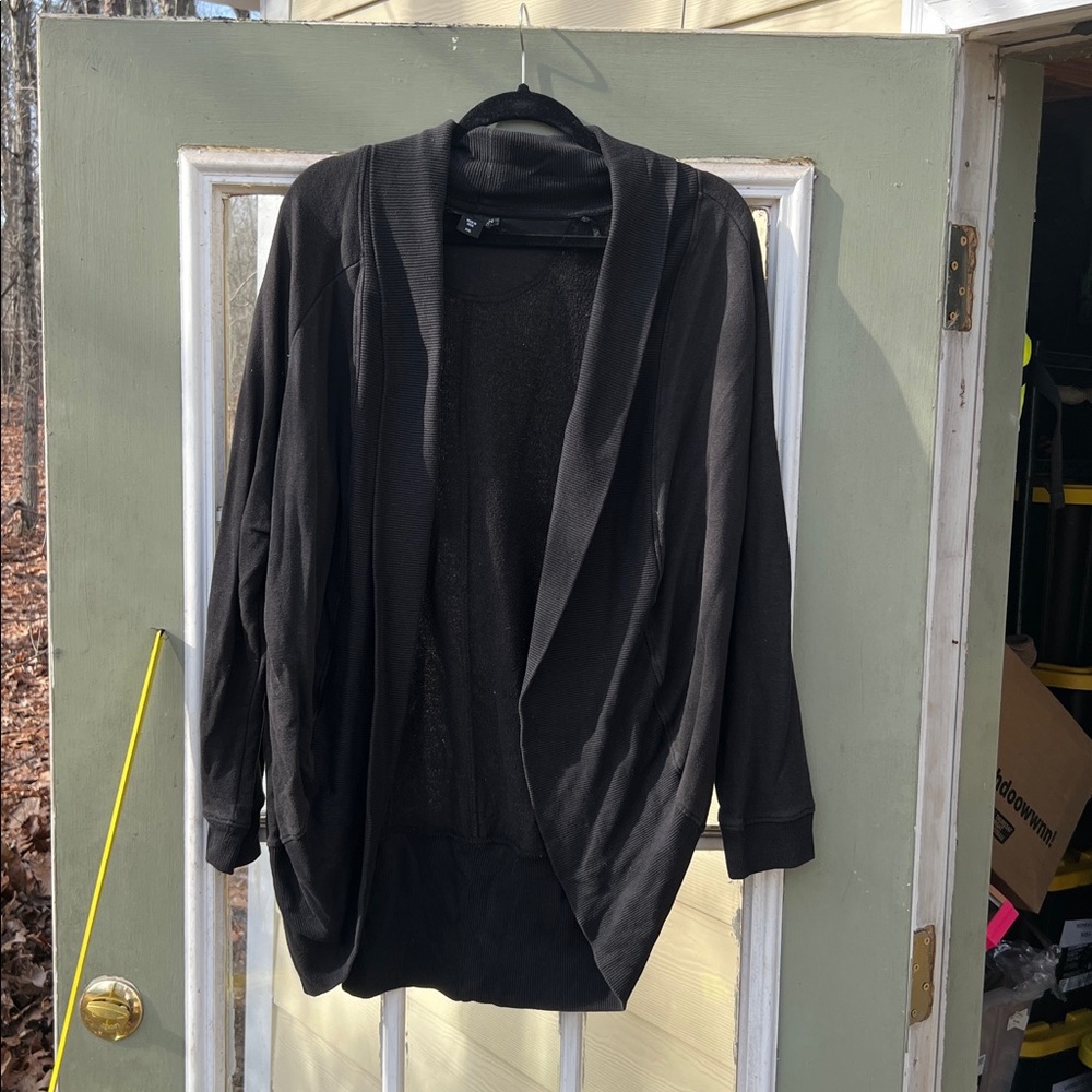Women's Size XXL "Attention" Black Cardigan Sweater Lightweight Open-Front ❤️